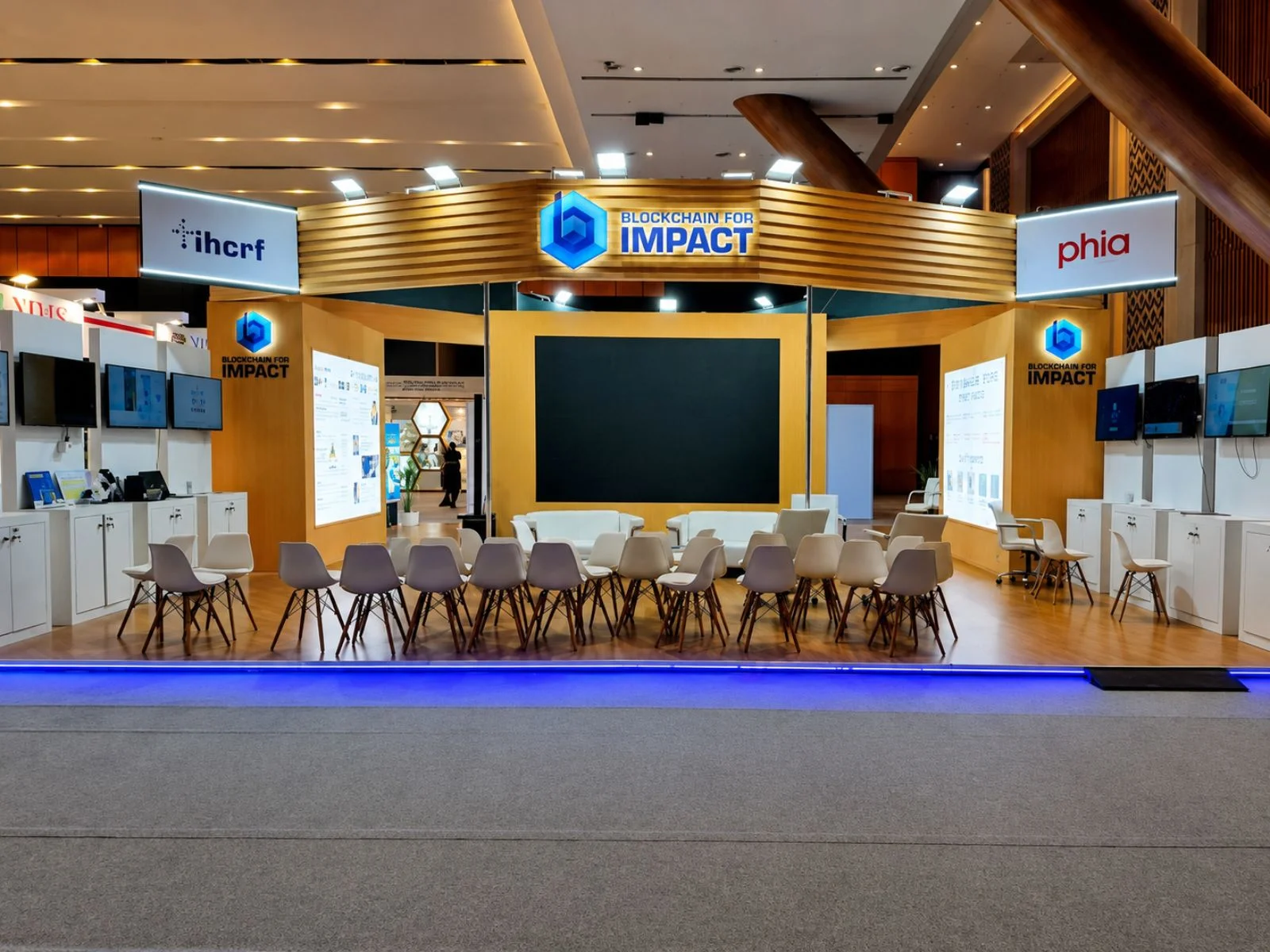Blockchain exhibition booth at World Health Summit 2024 by Booth Fabricators