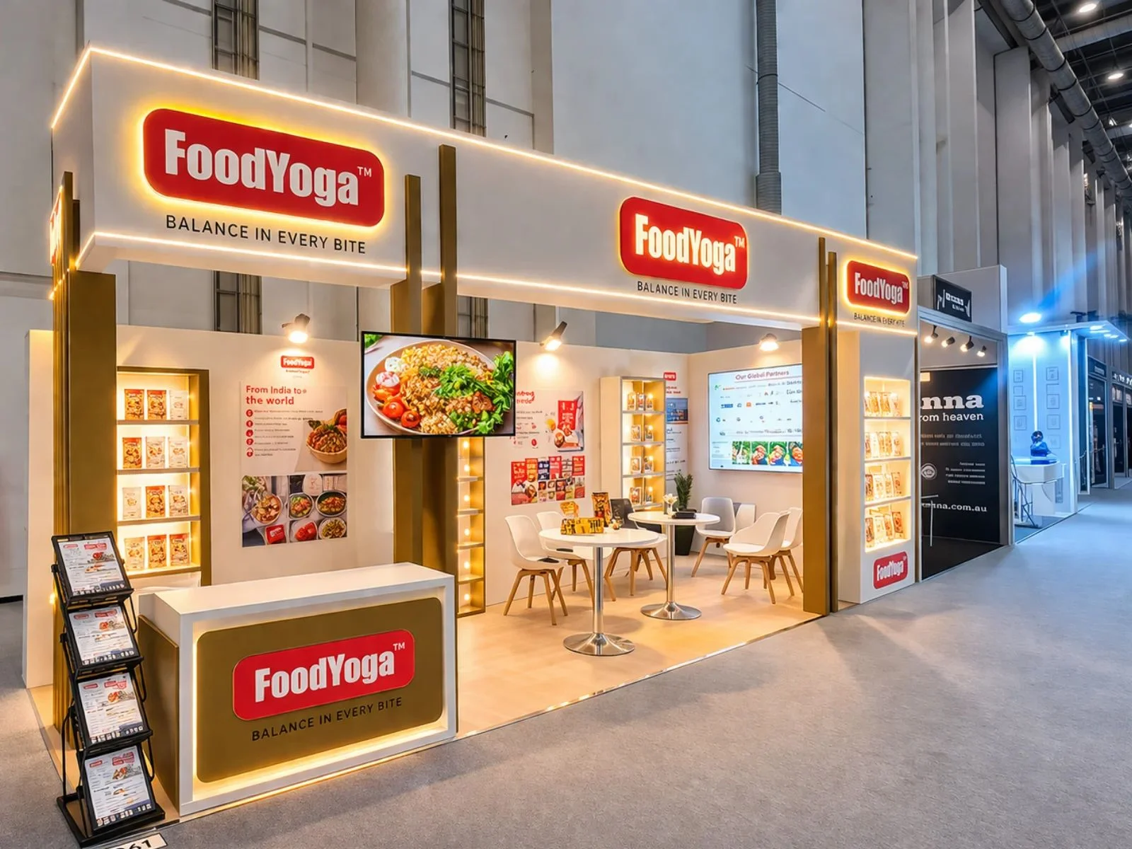 Foodyoga exhibition booth at WTCE 2026 by Booth Fabricators