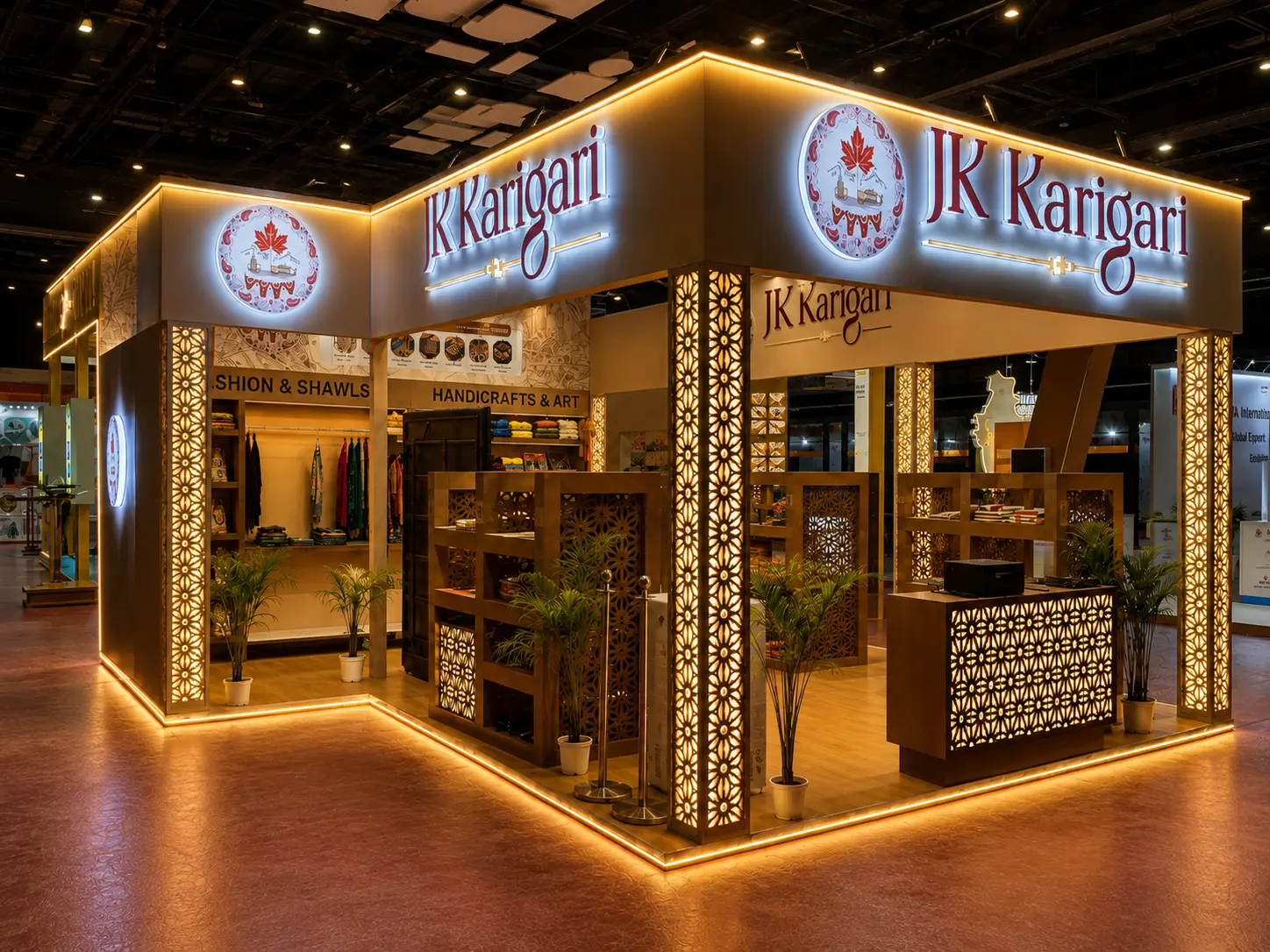 Jammu and Kashmir Government JK Karigari 49 SQM exhibition stand at Bharatiya Vyapar Mahotsav 2026 in New Delhi