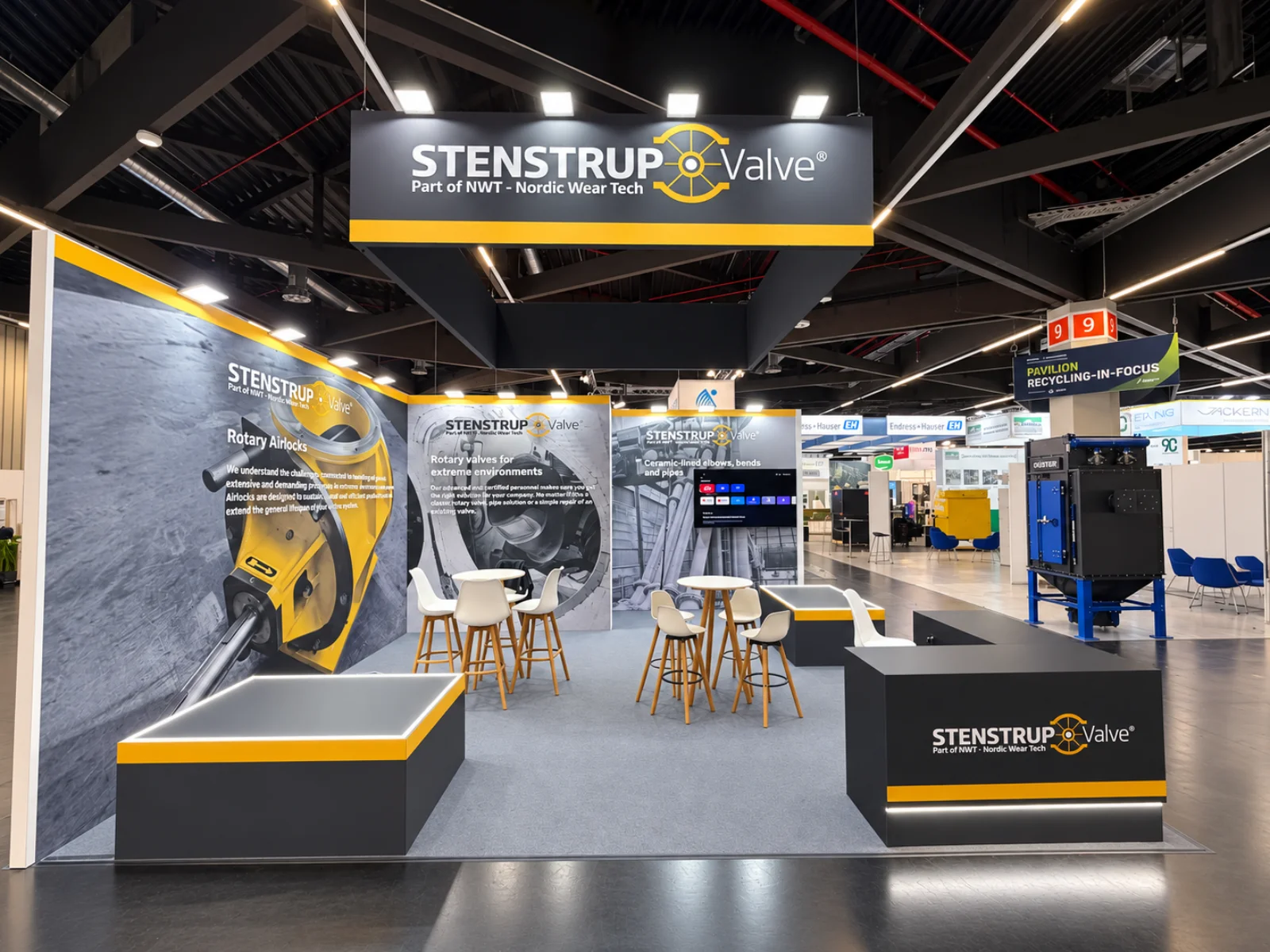 Stenstrup Valve 38 SQM exhibition stand at POWTECH TECHNOPHARM 2026 in Nuremberg Germany