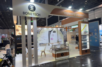 Booth Fabricators team setting up an exhibition booth at Arab Health 2025.