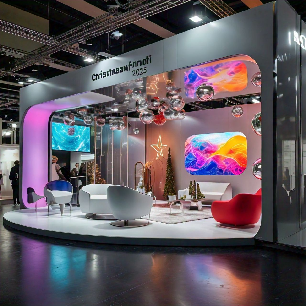 Custom booth design at Christmas World Messe Frankfurt 2025 showcasing festive decor.