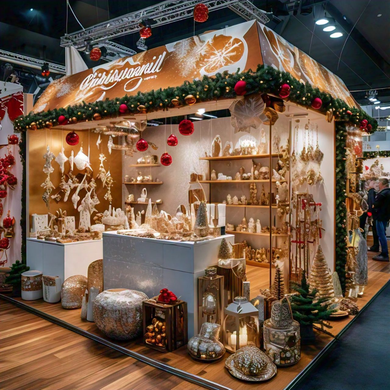 Seasonal decoration exhibition booth at Christmas World Messe Frankfurt 2025.