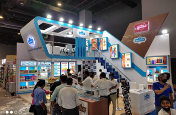 Custom booth fabrication at Vitafoods India 2025, showcasing innovative trade show booth design for nutraceutical brands in Mumbai.