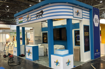 Sustainable exhibition booth design by Booth Fabricators for World Future Energy Summit 2025.